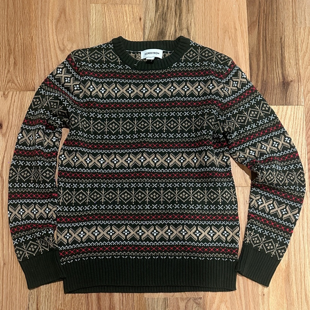 Nordstrom Black and Red Patterned Sweater
